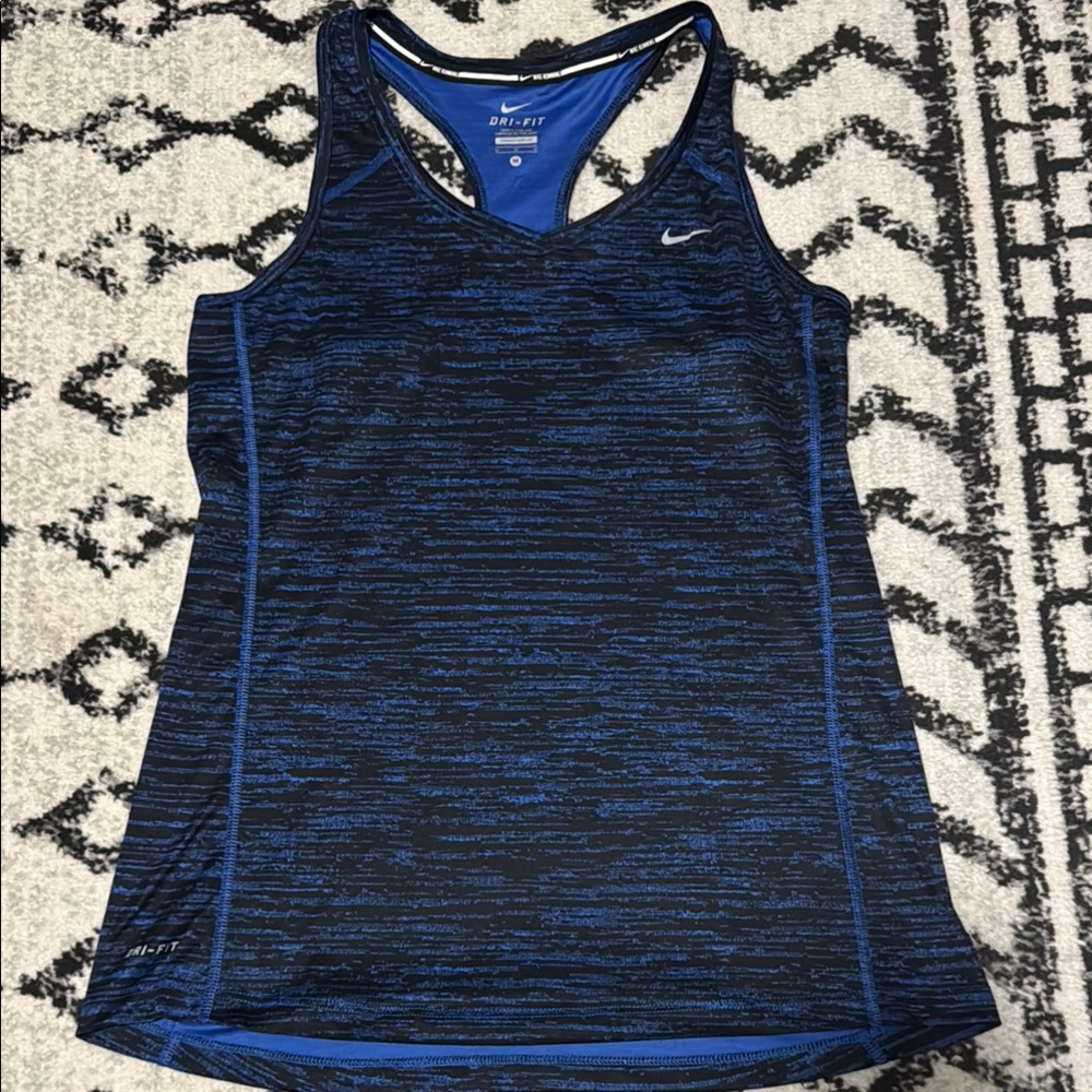 Nike Blue Black Fitted Sleeveless Tank Top